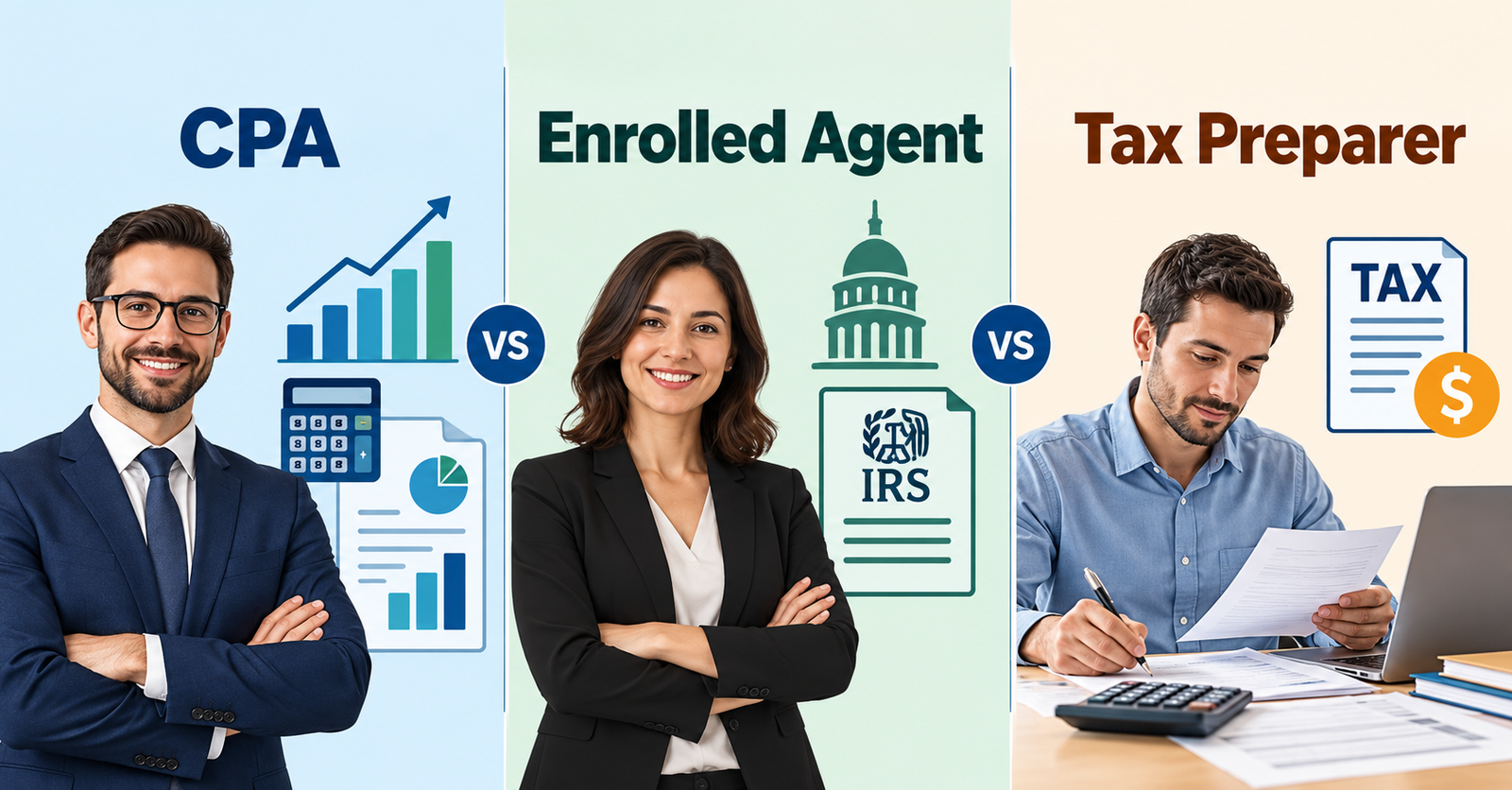 CPA vs. Enrolled Agent vs. Tax Preparer: What’s the Difference?